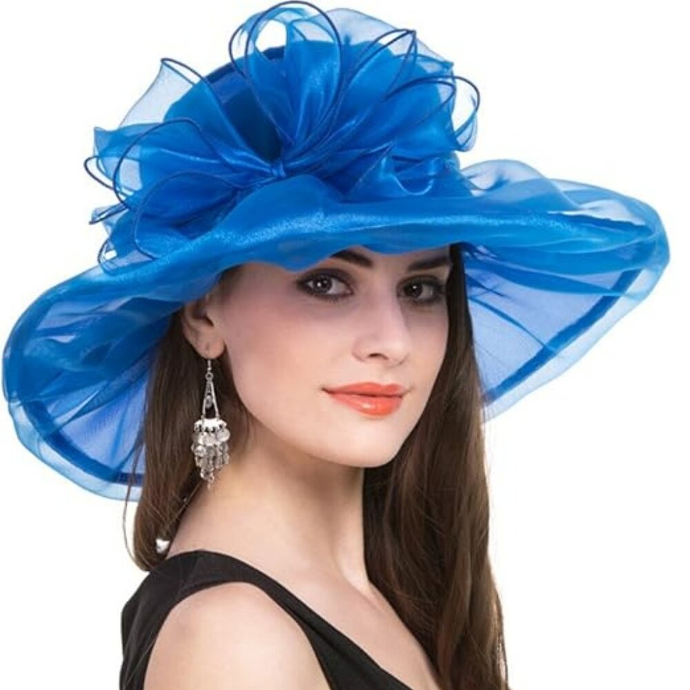 Women's Church Fancy Kentucky Derby Party Classy Hat Fashion Blue‎
